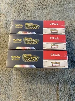 LOT OF 3 Pokemon Surging Sparks ETB & Booster Bundle Costco 2-Pack Sealed - Image 3