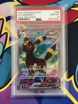 2021 Pokemon Evolving Skies Umbreon V Full Art #188 PSA 10 - Image 3