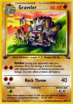 Heavily Played, English Pokemon Regular Graveler - 37/62 - Uncommon - 1st Editio - Image 1