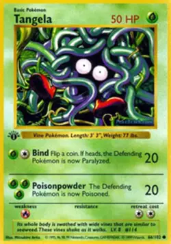 NM-Mint, German Pokemon Regular Tangela - 66/102 - Common - 1st Edition Base Set - Image 1