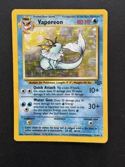Pokemon TCG Vaporeon 12/64 Jungle Set Holo Rare WOTC 1999 MP Vintage - Image 1