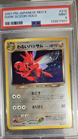 2001 Pokemon Japanese Neo - 4 Destiny Dark Scizor Holo # 212 PSA - 9 - Image 4
