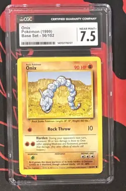 CGC 7.5 NEAR MINT + ONIX 56/102 Base Set 1999 Pokemon Card TCG ✨ Vintage ✨ - Image 1