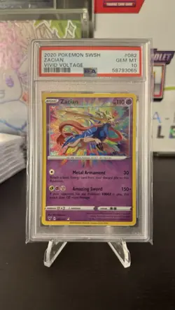 2020 Pokemon SWSH Vivid Voltage Zacian Card #082/185 PSA 10 - Image 1