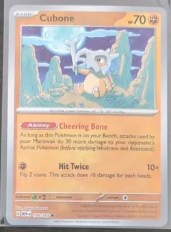 Cubone #104/165 Pokemon Reverse Holo Common Card S & V: 151 Near Mint - Image 1