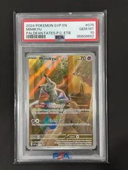 2024 Pokemon Paldean Fates ETB Mimikyu Promo Card #075 PSA 10 - Image 1