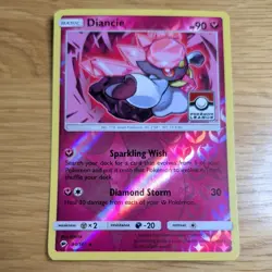 DIANCIE 94/147 POKEMON CARD (BURNING SHADOW SET) REVERSE HOLO POKEMON LEAGUE - Image 2