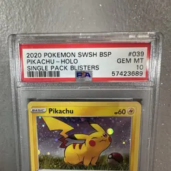 Pokemon Pikachu SWSH039 Single Pack Blisters Black Star Promo PSA 10 Swirl - Image 2