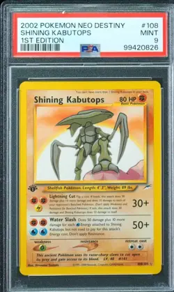 2002 Pokemon Neo Destiny 1st Edition Shining Kabutops Holo #108/105 PSA 9 - Image 1