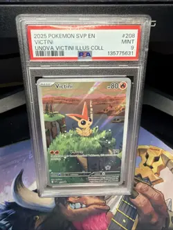 Pokemon 2025 SVP EN-SV Black Star Promo 208 Victini Illustration PSA9 - Image 1