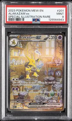 2023 POKEMON MEW EN-151 SPECIAL ILLUSTRATION RARE #201 ALAKAZAM EX PSA 9 - Image 1