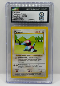 1999 POKEMON BASE SET SHADOWLESS #39 PORYGON - GUINNESS WORLD RECORDS 1/1 CGC! - Image 1