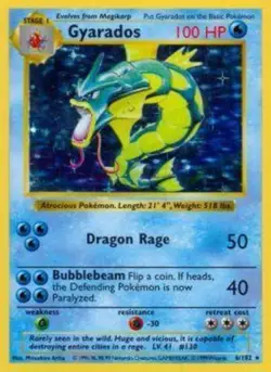Gyarados - 6/102 - Holo Rare - Shadowless Edition HP, English Pokemon Base Set - Image 1