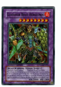 Yugioh- 1X Gladiator Beast Heraklinos - Super Rare - Limited - TDGS-ENSE2 - NM - Image 1