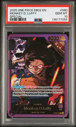 2025 ONE PIECE EB02-EXTRA BOOSTER -ANIME 25TH COLL- #060 MONKEY D. LUFFY PSA 10 - Image 1