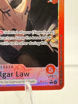 One Piece TCG OP14-001 Azure Sea's Seven Trafalgar Law Alternate Art Leader Red - Image 2