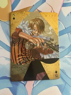 Official One Piece Jump Gold Playing Card Mint - Sanji Five of Spades - Image 1