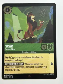 Scar - Vengeful Lion Cold Foil Shimmering Skies 93/204 NM Lorcana Card - Image 1