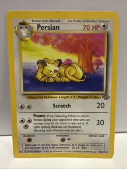 Persian 42/64 Starter Base Jungle Set Pokemon Card 1999 Vintage RARE - Image 1