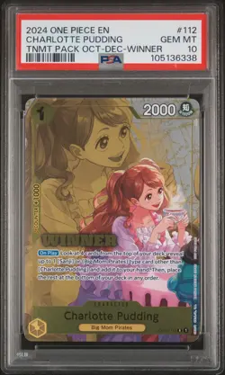 One Piece Card PSA 10 Charlotte Pudding OP03-112 Winner Promo 2024 English - Image 1
