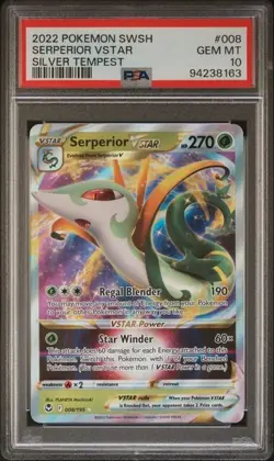 2022 Pokemon Silver Tempest Serperior VStar #008 PSA 10 Gem Mint - Image 1