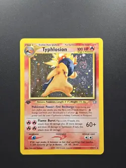 Pokemon Typhlosion Neo Genesis Holo Card 17/111 First Edition LP Double Swirl 🌀 - Image 1
