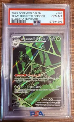 2025 POKEMON DRI IR TEAM ROCKET’S SPIDOPS #187 - GEM MT PSA 10 - Image 1