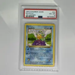 1999 POKEMON Base Set Gray Stamp 1ST Edition Squirtle PSA 4 Shadowless - Image 1