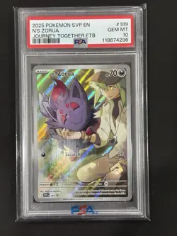 Pokemon N's Zorua ETB Promo 2025 JTG Journey Together En 189 PSA 10 Gem Mint - Image 1