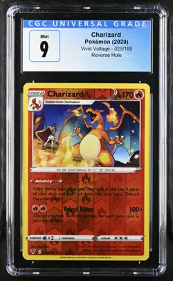 2020 POKEMON VIVID VOLTAGE REVERSE HOLO CHARIZARD 025/185 CGC 9 PSA 3873900357 - Image 1