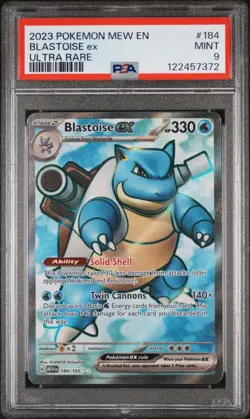 2023 Pokemon Blastoise ex 184/165 Ultra Rare EN 151 PSA 9 Mint - Image 1