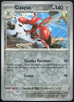 Carte Pokemon Cizayox 141/197 Reverse Flammes Obsidiennes Francais - Image 1