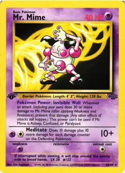 Pokemon TCG Mr. Mime Jungle 22/64 Regular 1st Edition Rare LP - Image 1