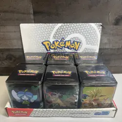 Pokemon TCG 2025 Stack ‘Em High Stacking Tins (6 Tins) 18 Packs 12 Stickers FS - Image 1