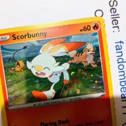 Scorbunny COSMOS HOLO SWIRL Black Star PROMO card SWSH244 Pokemon 2022 - Image 1