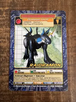 BO-120 Raidramon Digimon Card Digi-Battle Series 3 2000 Bandai LP - Image 1