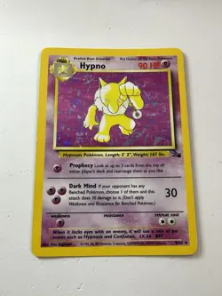 Hypno Fossil Holo Rare 8/62 WOTC Vintage Pokemon Card Played MP - Image 1