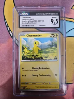 Pokemon CGC Error Card: Charmander Missink Ink Layer - Image 1