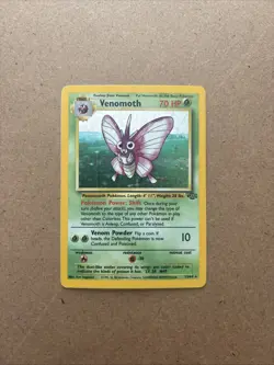 Pokemon TCG Venomoth Holo Unlimited Rare Card 13/64 Jungle Base Set MP - Image 1