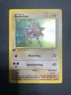 1st Edition Base Set Hitmonchan 7/102 Holo Rare - HP - German Pokemon Card WOTC - Image 1