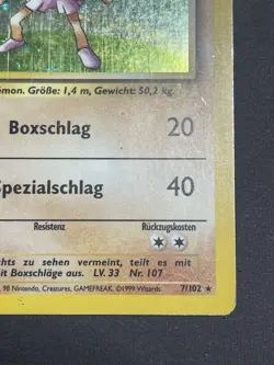 1st Edition Base Set Hitmonchan 7/102 Holo Rare - HP - German Pokemon Card WOTC - Image 5