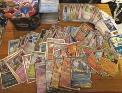 Pokemon Card Bundle Joblot 300+ Cards tin - Image 1