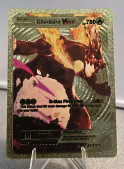 Pokemon Charizard VMAX 780hp Gold Foil Fan Art Collector Card TCG - Image 1
