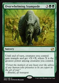 MTG Overwhelming Stampede, Modern Masters 2015, Heavily Played, English - Image 1