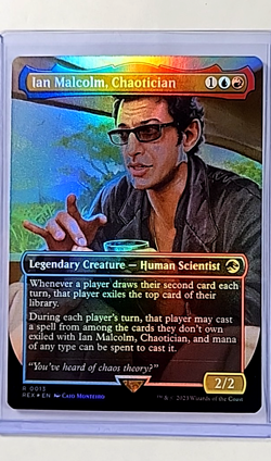 MTG Magic the Gathering Jurassic World Borderless Foil Ian Malcolm Chaotician LP - Image 1