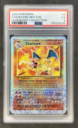 Pokemon Charizard Reverse Holo Foil Legendary Collection 3/110 PSA 5 Fresh Grade - Image 1