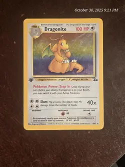 Dragonite 1st Edition Holo 4/62 Fossil Set 1999 WOTC Vintage Pokemon Card - Image 1