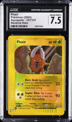2003 POKEMON AQUAPOLIS REVERSE HOLO #101 PINSIR CGC 7.5 - Image 1
