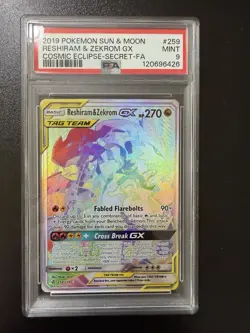 2019 Pokemon Sun & Moon Reshiram and Zekrom GX Cosmic Eclipse #259 PSA 9 - Image 1