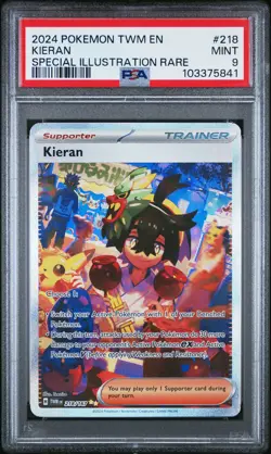 2024 POKEMON TWM EN-TWILIGHT MASQUERADE SPECIAL ILLUSTRATION RARE KIERAN PSA 9 - Image 1